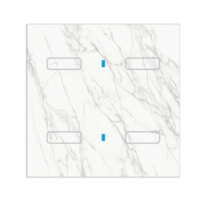 4 boutons carrés, effet marbre blanc