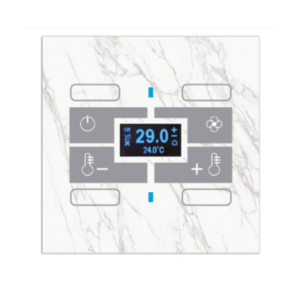 Thermostat KNX en verre carré, effet marbre, blanc, avec 4 fonctions programmables